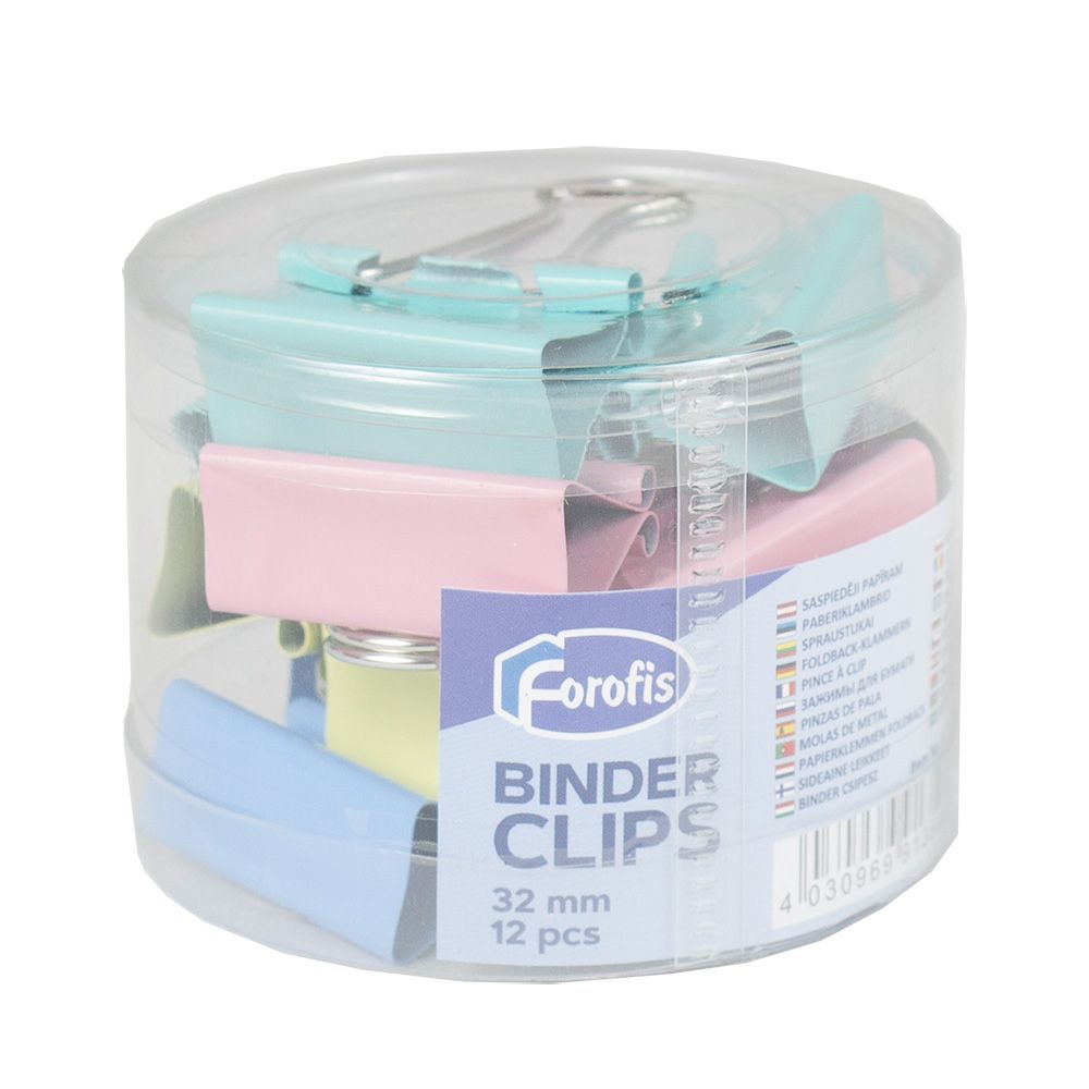 Forofis Binder Clip 32mm Assorted Colour   91350 ea-tub/12