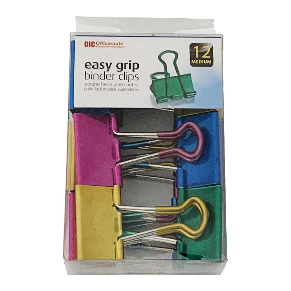OIC Binder Clip Medium Easy Grip Metallic       31054 ea-pk/12