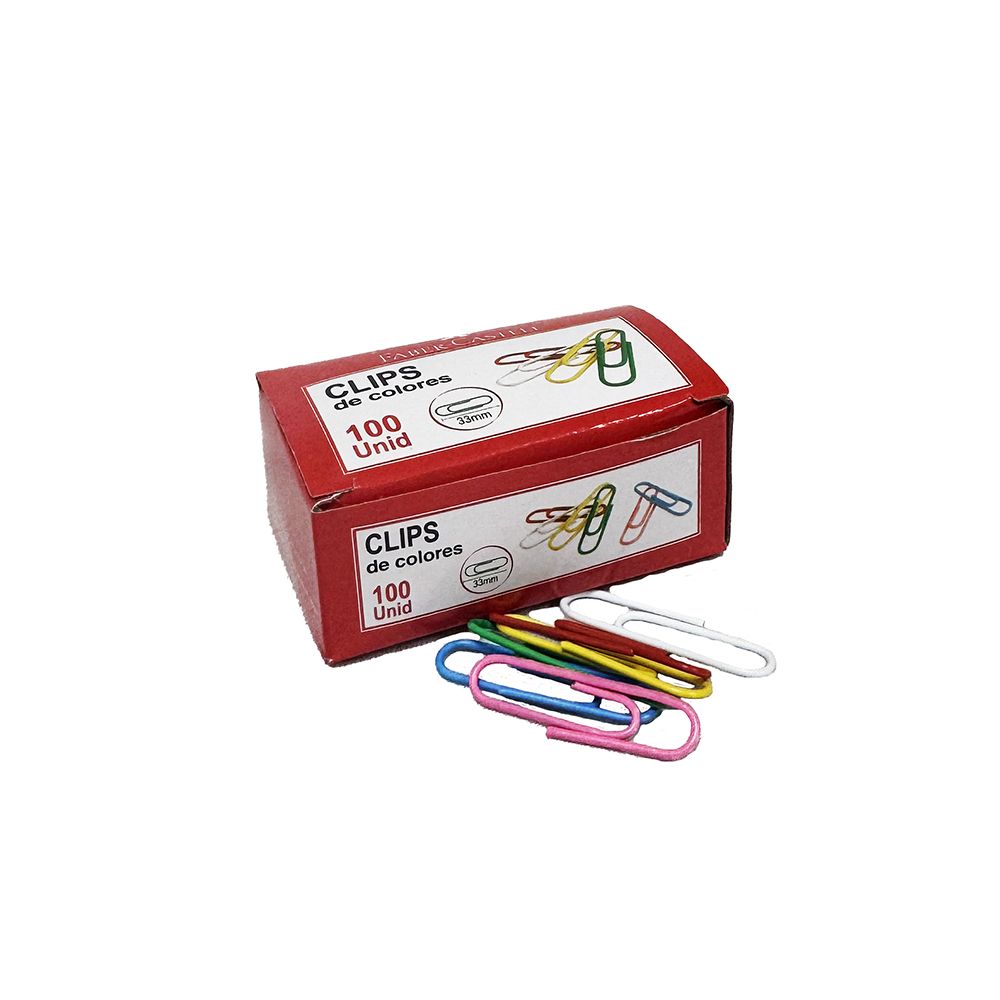 Faber Castell Coloured Paper Clips 33mm PCU-034 (bx/100)403334