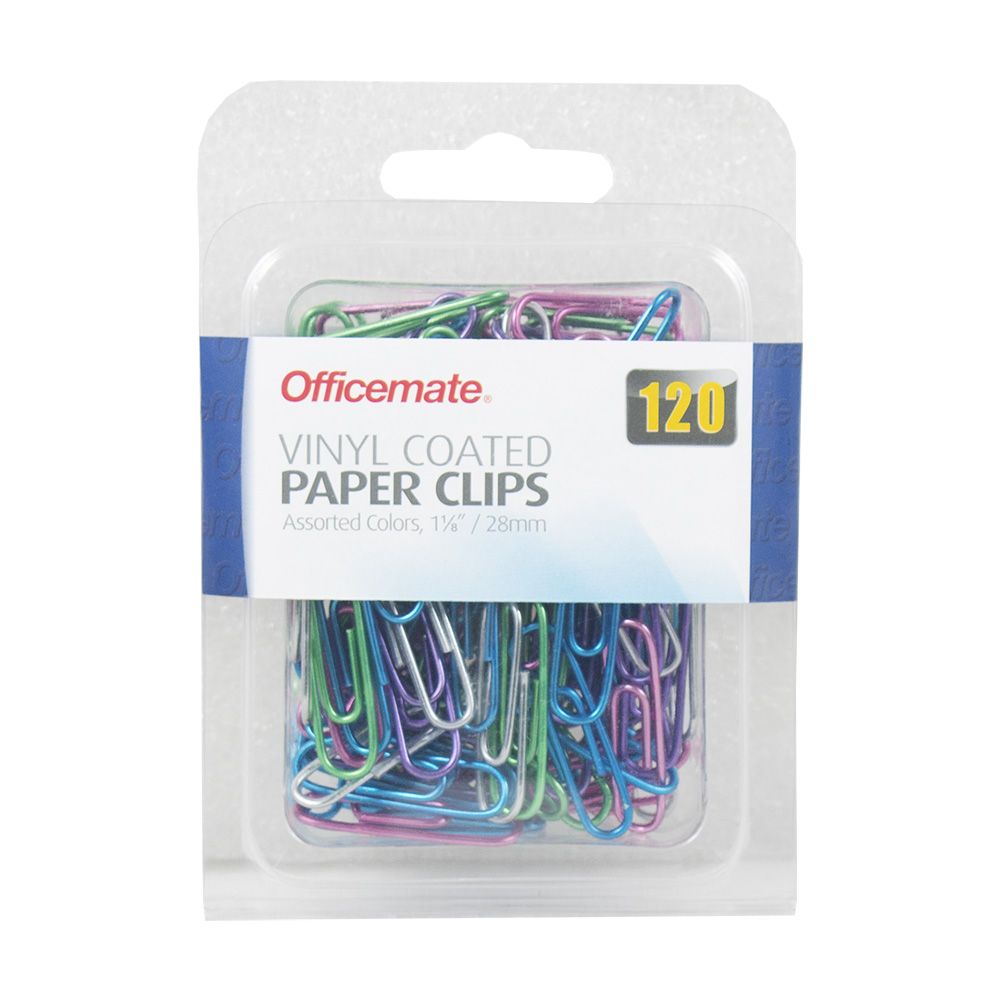 OIC Paper Clip #2 Vinyl Coated Assorted Colours 97217 (pk/120)