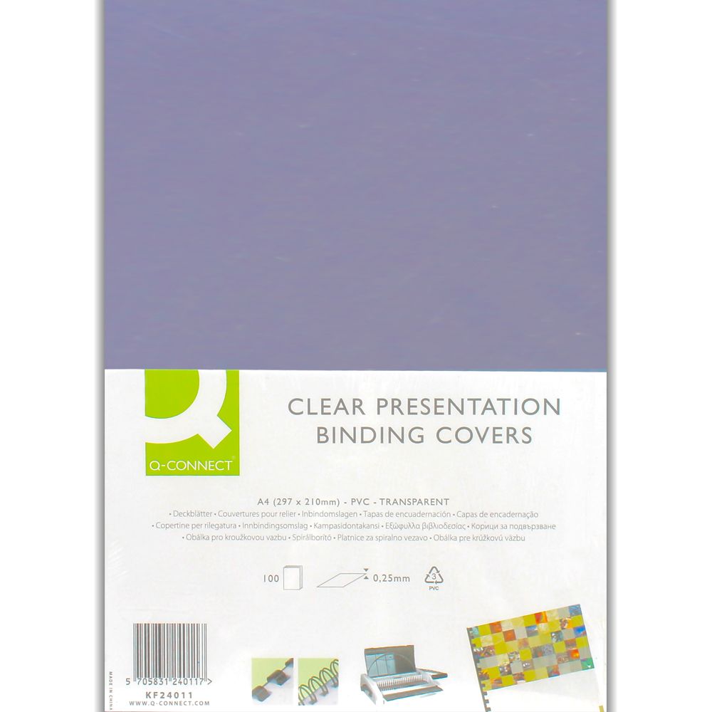 Q-Connect Presentation Cover A4 Clear 250g KF24011