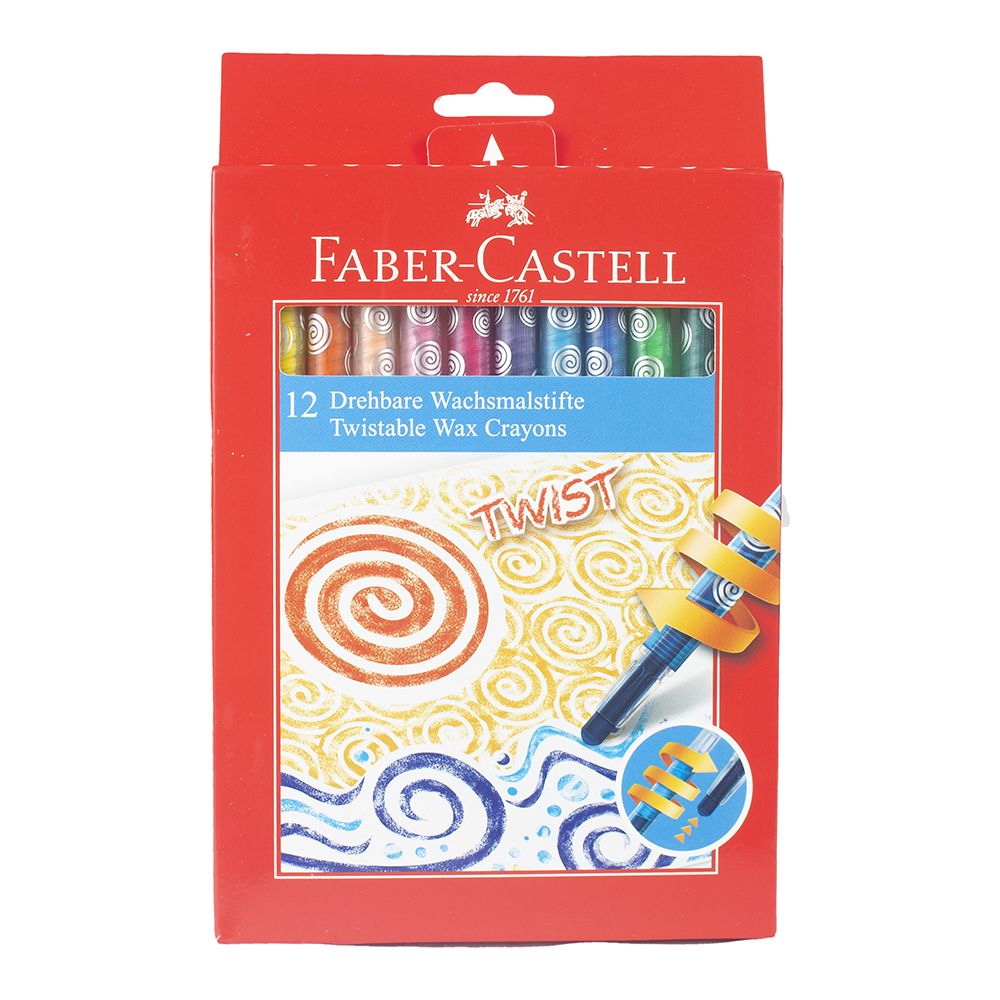 Faber Castell Wax Crayon Set/12 with Twistable Barrel  120003