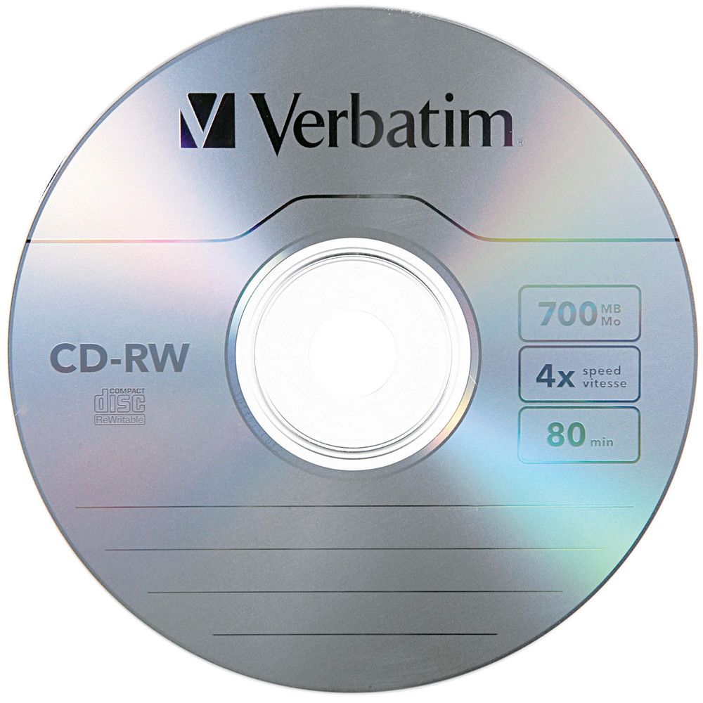 Verbatim CD-RW Disc 80 min 700mb 4x-12x#95161