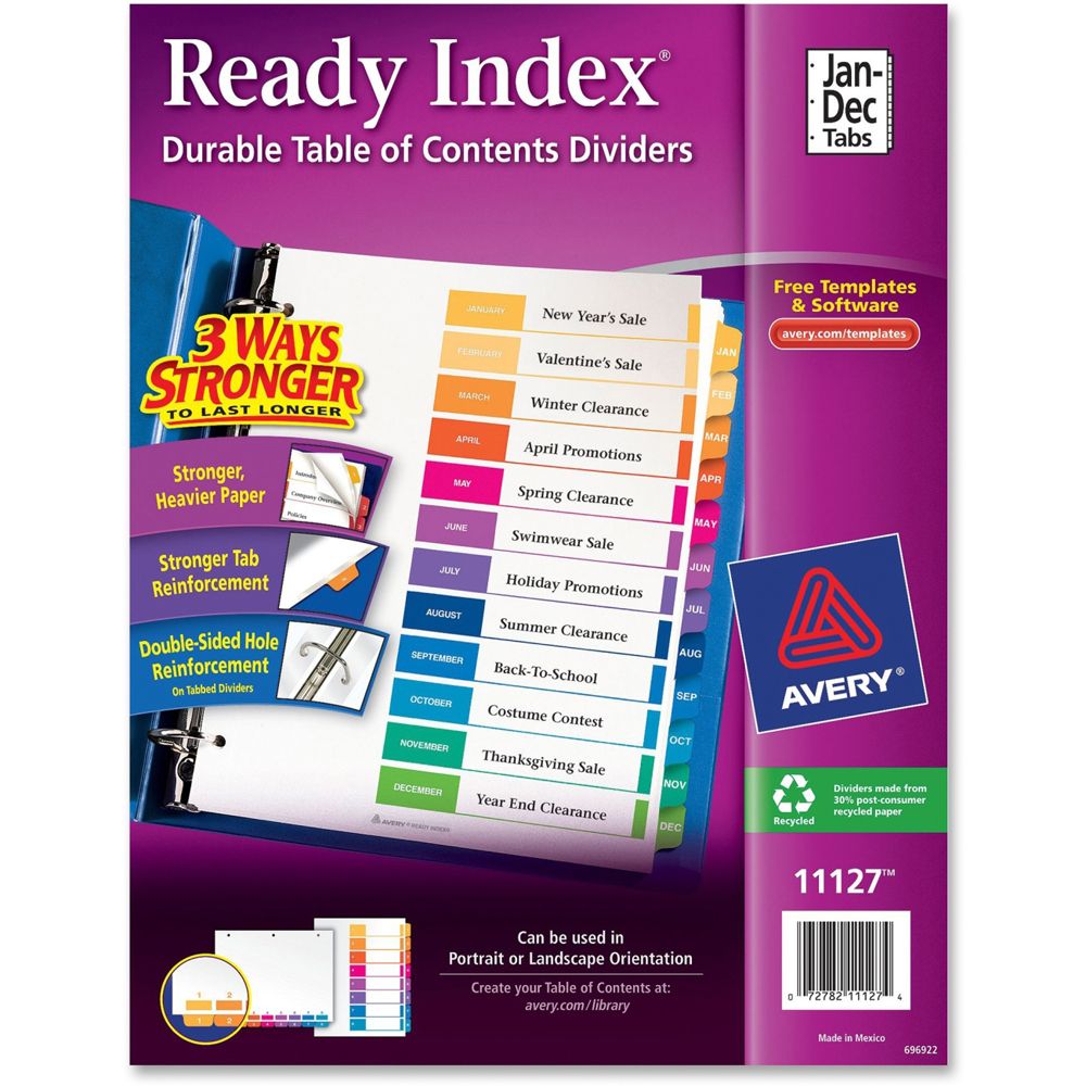 Avery Tab Dividers   Jan-Dec   R1213M     11127