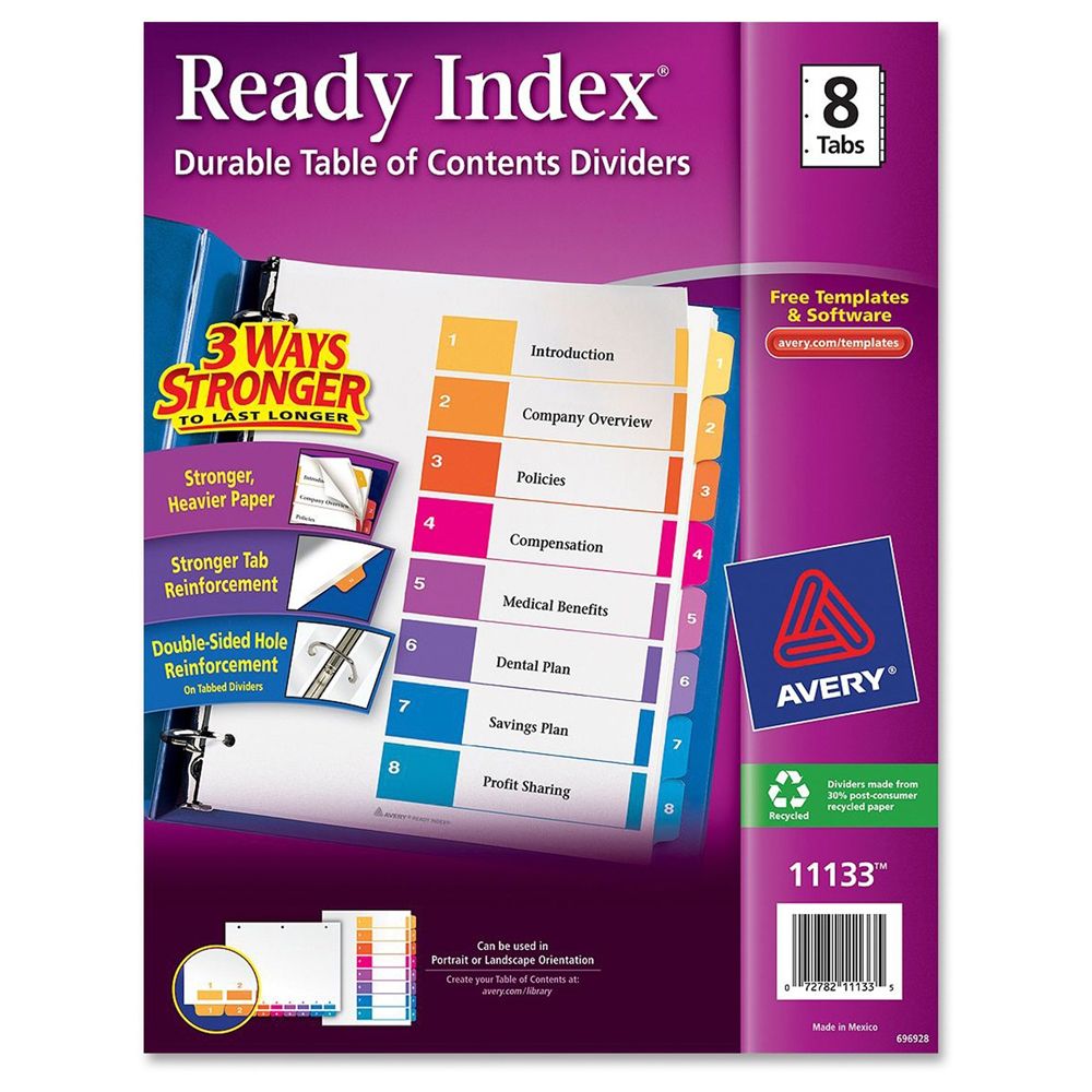 Avery Tab Dividers 1-8     RI2138            11133