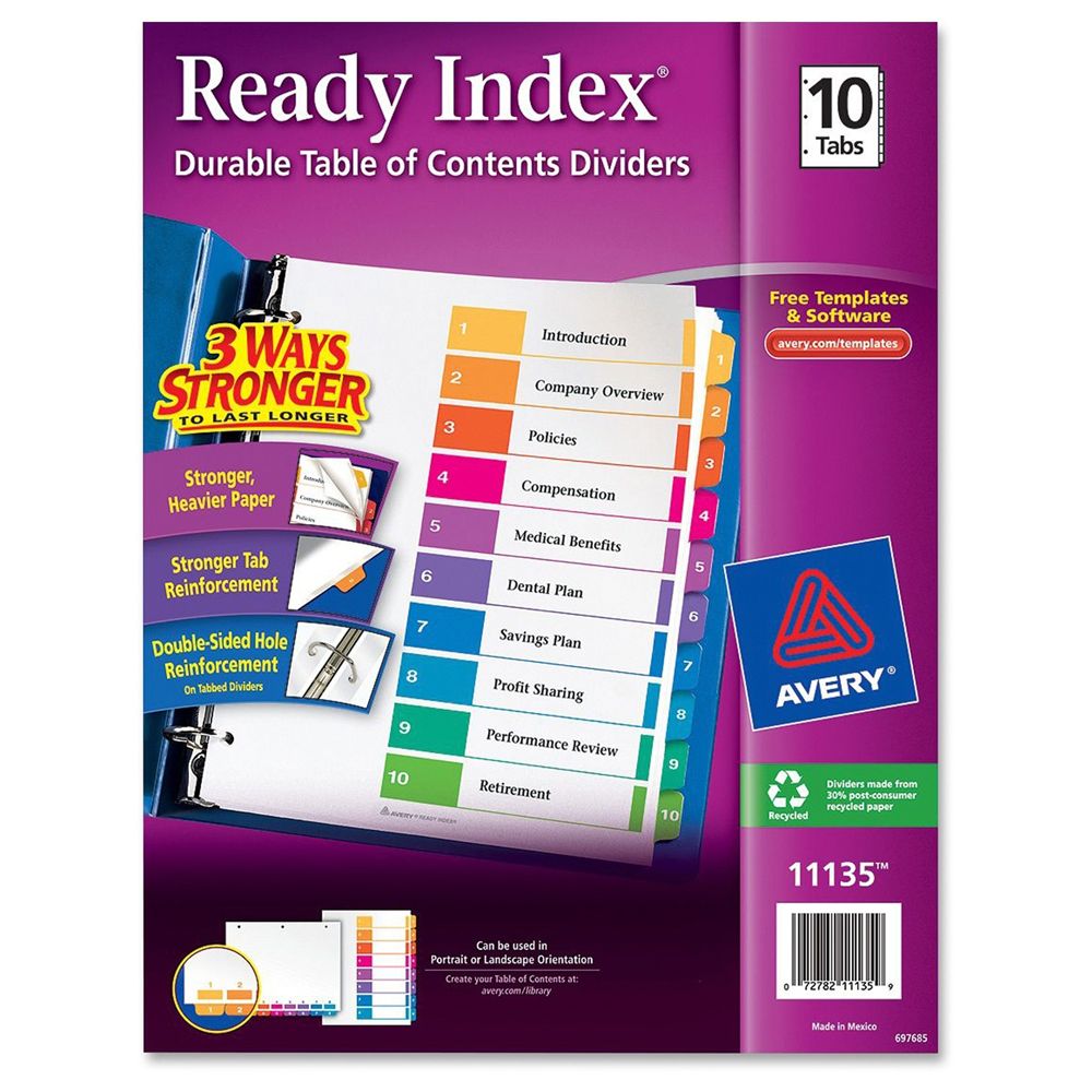 Avery Tab Dividers  1-10         11135