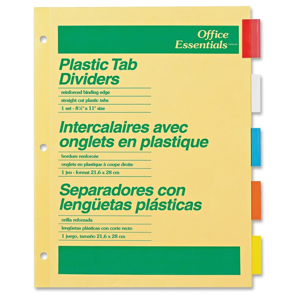 Avery Office Essentials Tab Dividers Multicoloured Set of 5 11465