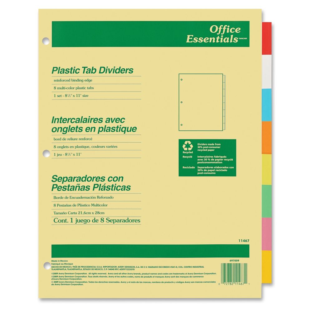 Avery Office Essentials 8-Tab Dividers Letter size   11467 per set