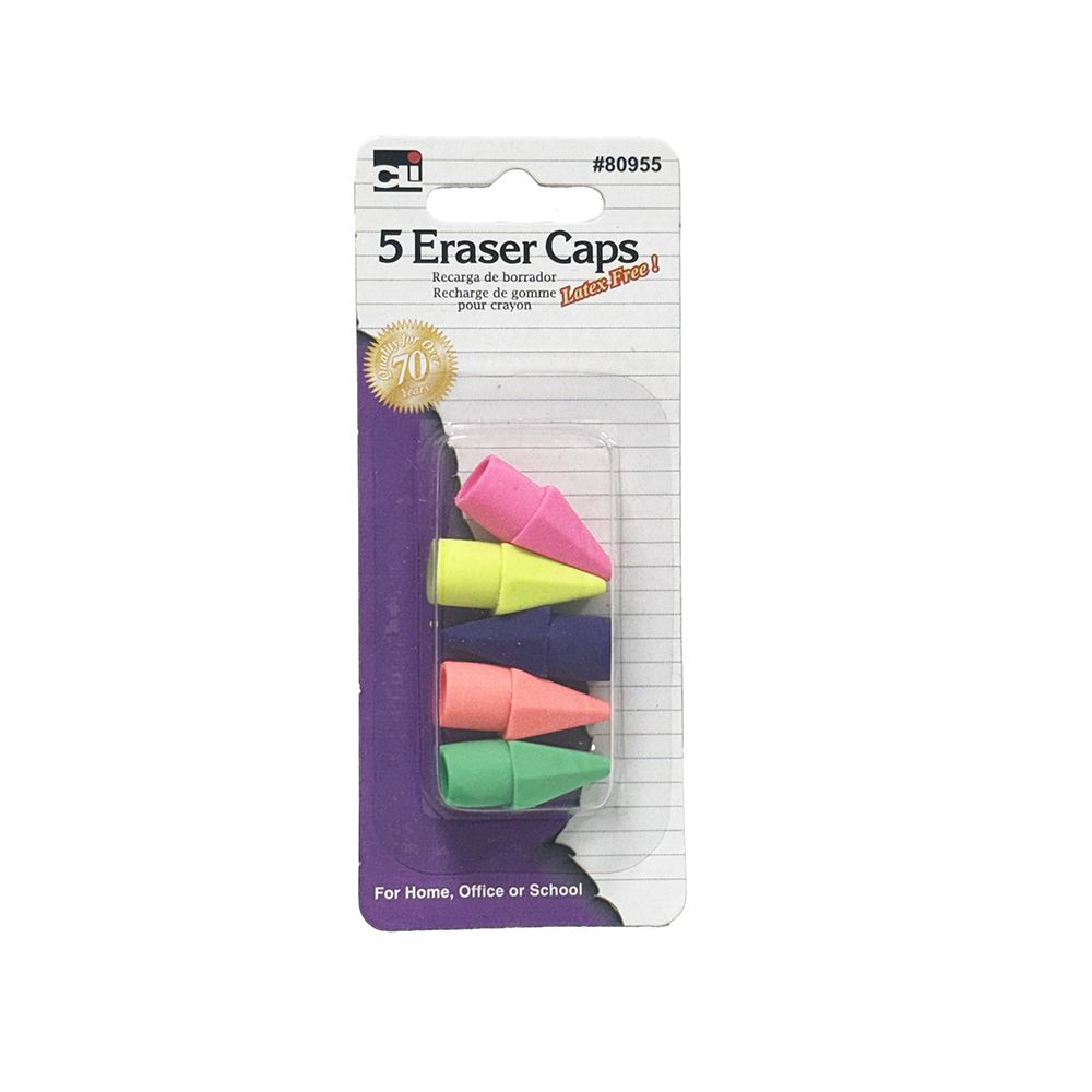 Advantus Eraser Pencil Caps Assorted 80955