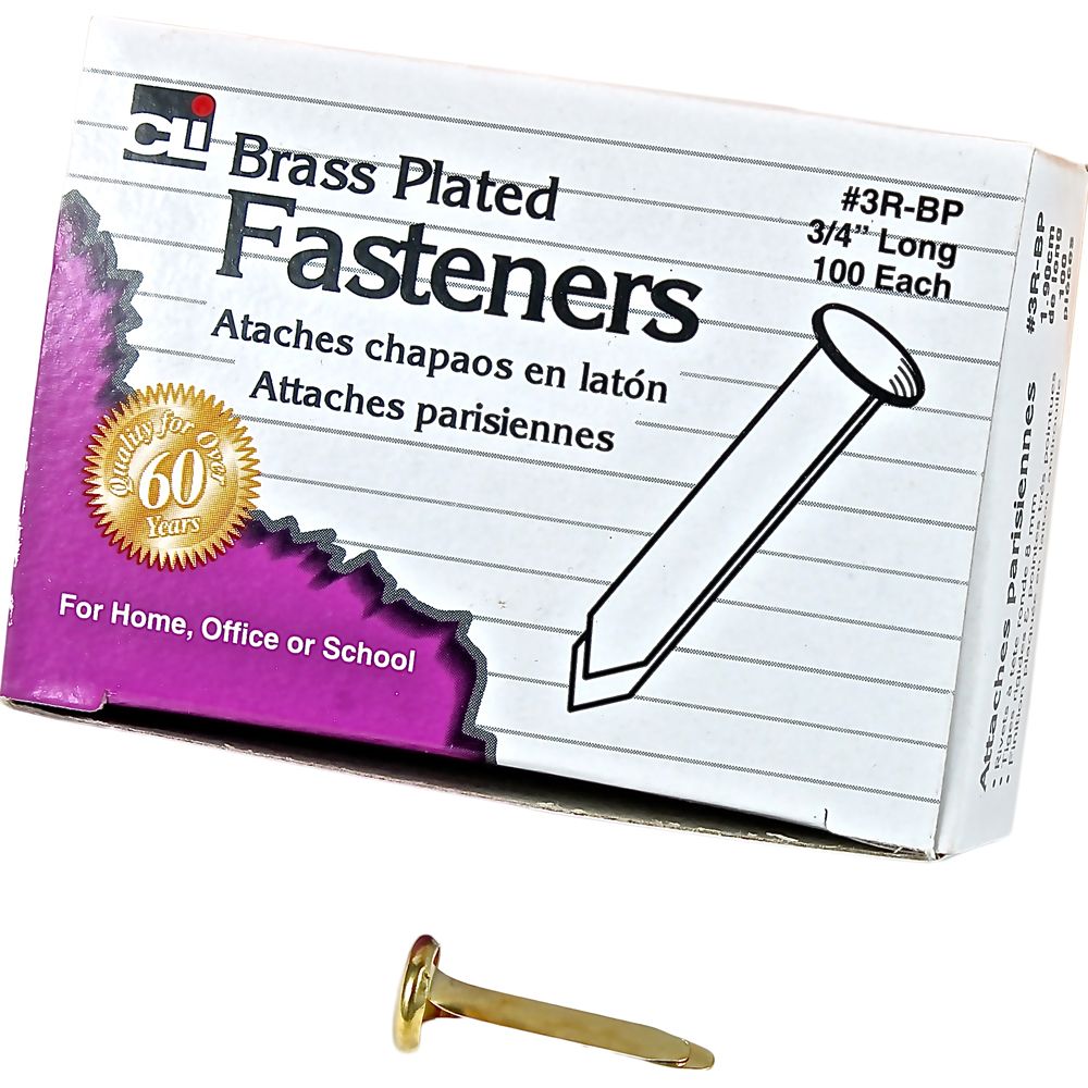 CLi Paper Fastener  Brass Plated Tong 3/4     3R-BP ea-bx/100