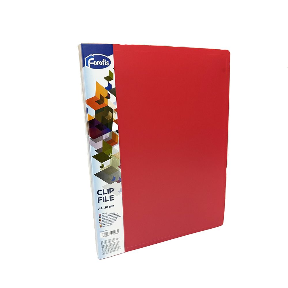 Forofis Poly Propylene Clip File A4 Red 20mm Spine 91191