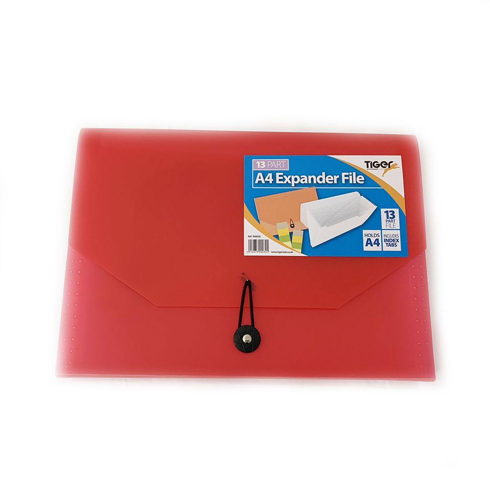 Tiger Expanding File  A4 Assorted Colours 13-Pocket   300030
