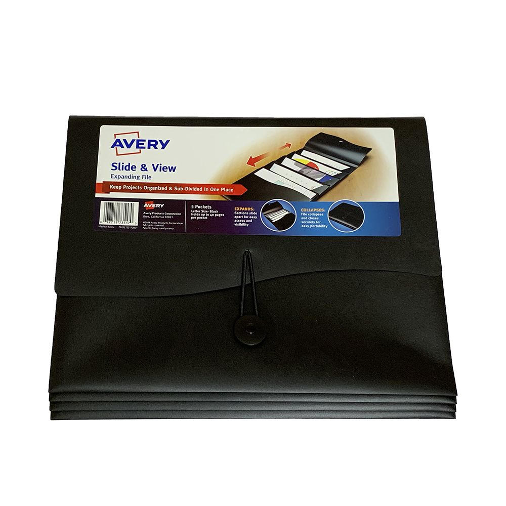 Avery Expanding Slide & View File Letter Size  5-Pocket   73517