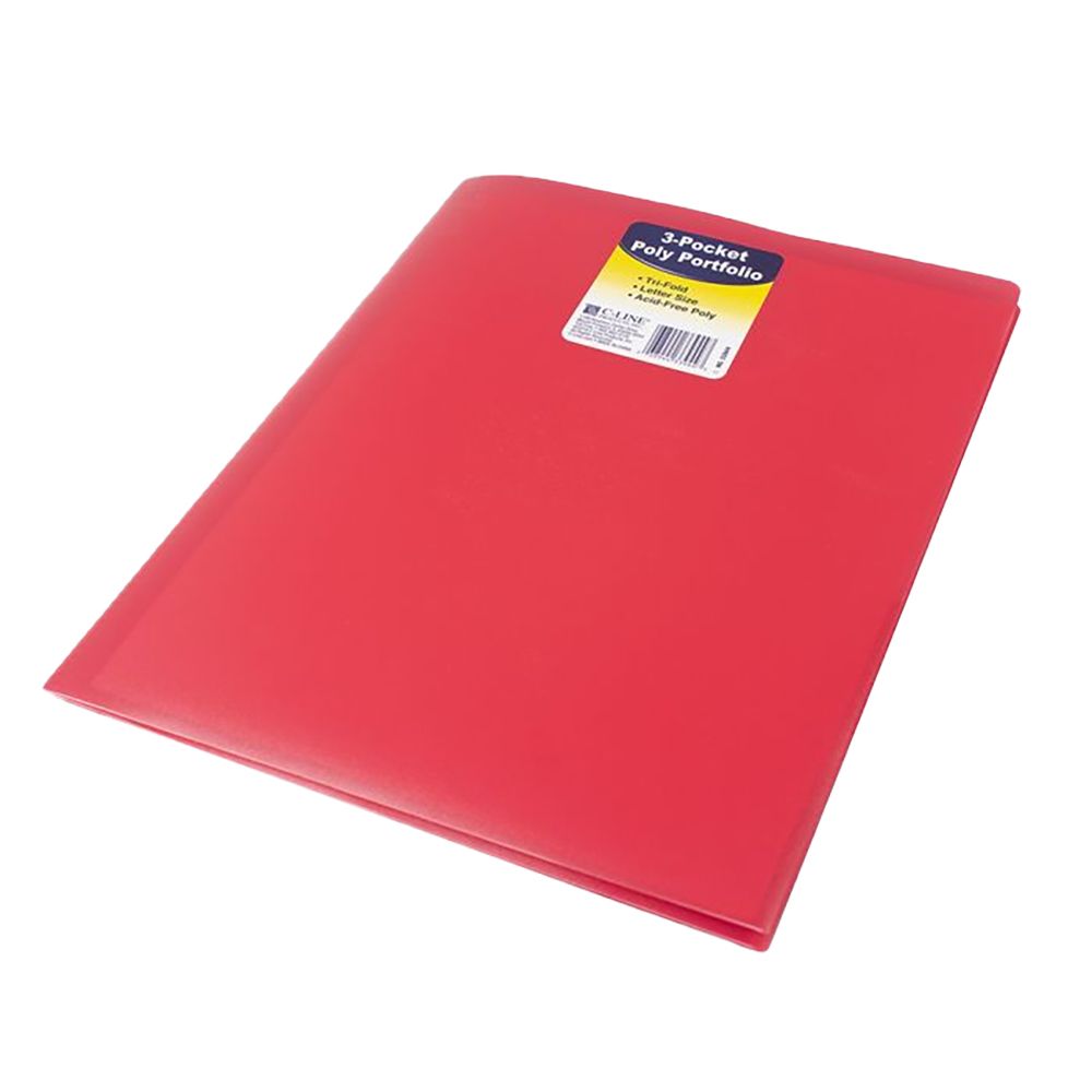 C-Line 3Pocket Portfolio  Letter Size  Red  33944