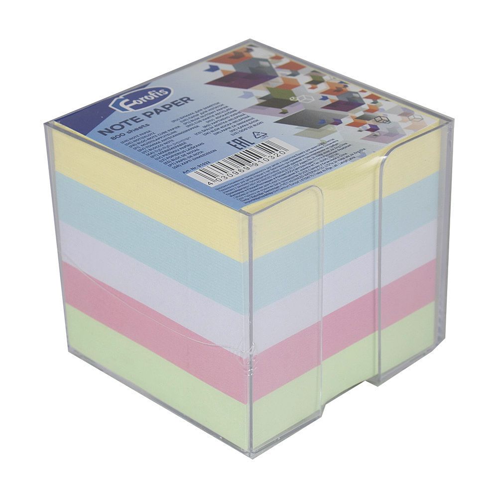 Forofis Cube Holder with Coloured Notes 90 x 90mm 800sht   91032