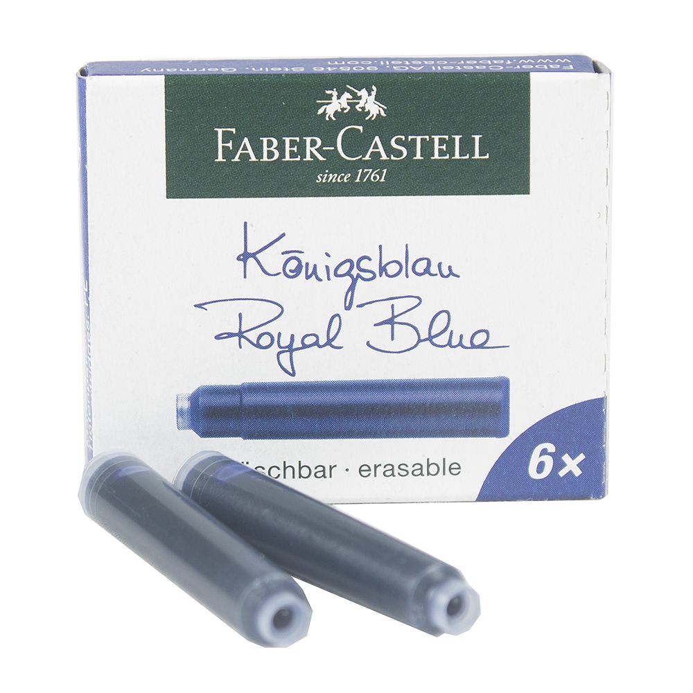 Faber Castell Ink Cartridge Erasable Box of 6 Blue  185506