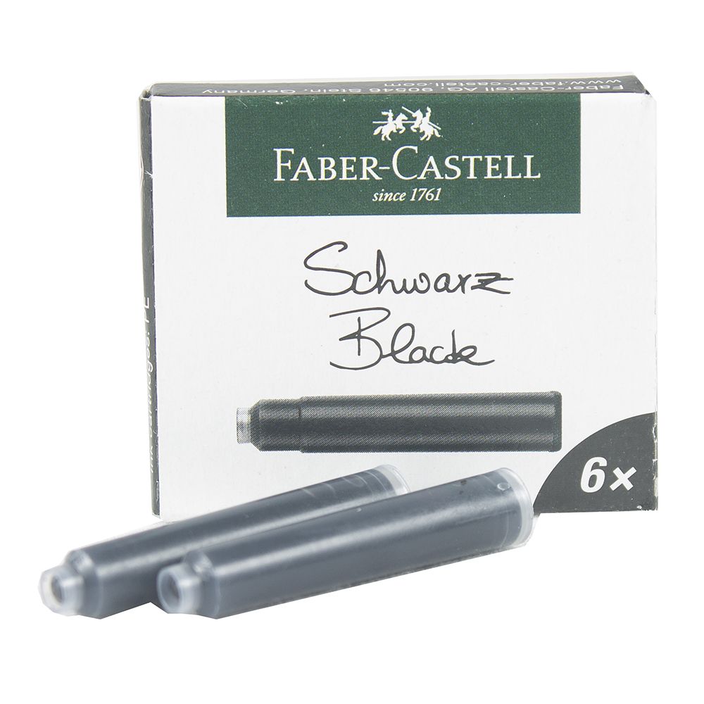 Faber Castell Ink Cartridge Erasable Box of 6 Black  185507