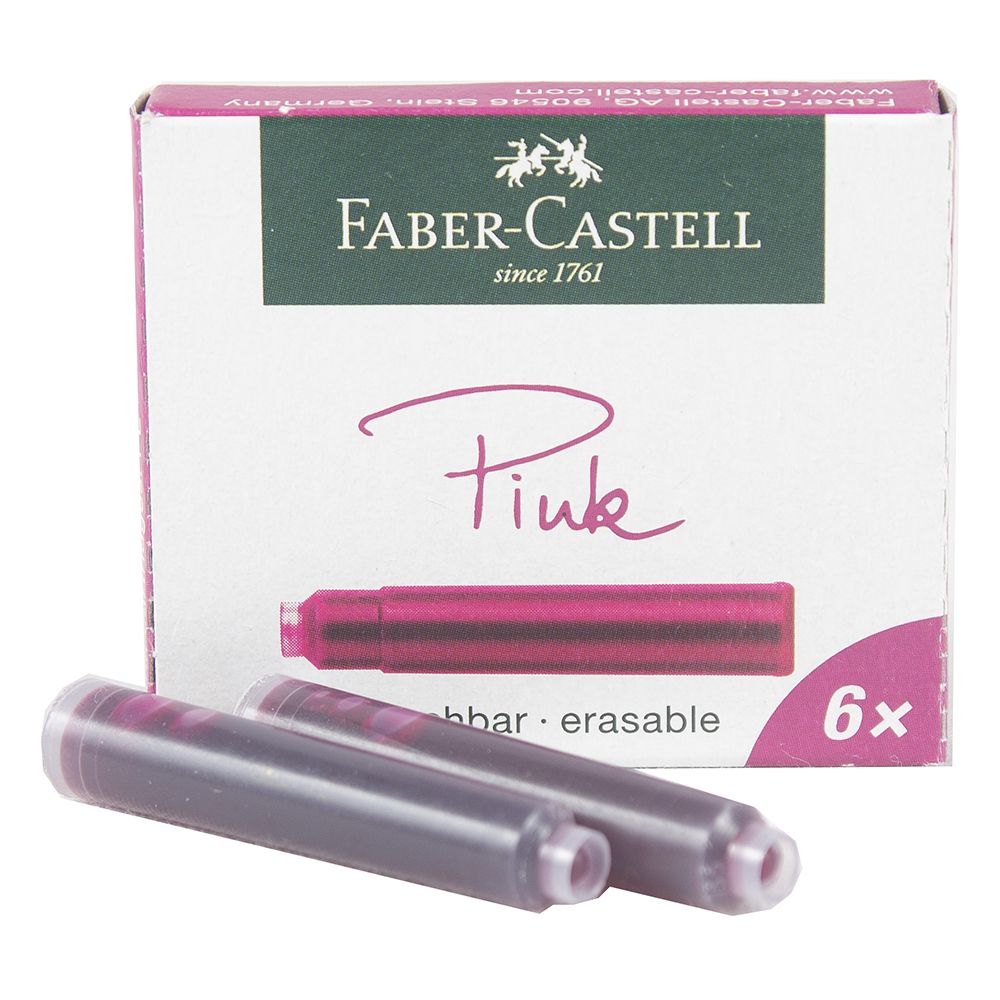 Faber Castell Ink Cartridge Erasable Box of 6 Pink  185508