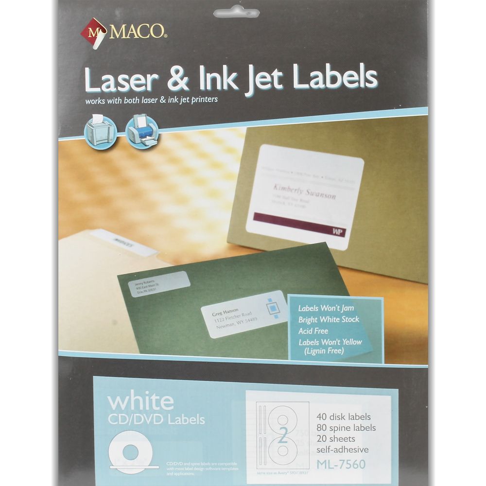 Maco Label CD/DVD  Laser/Inkjet   ML-7560