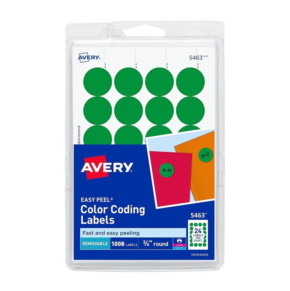 Avery Label Color Coding  3/4 in Diameter Green Laser/InkJet    5463