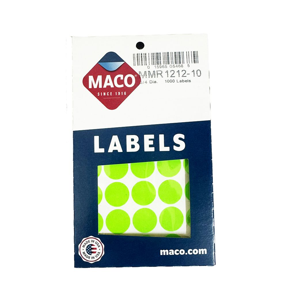 Maco Label Color Coding  3/4 in Diameter  Green Fluorescent     MR121210