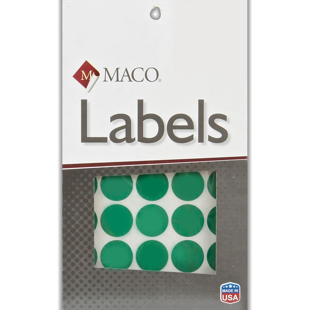 Maco Label Color Coding  3/4 in Diameter   Green      MR1212-5