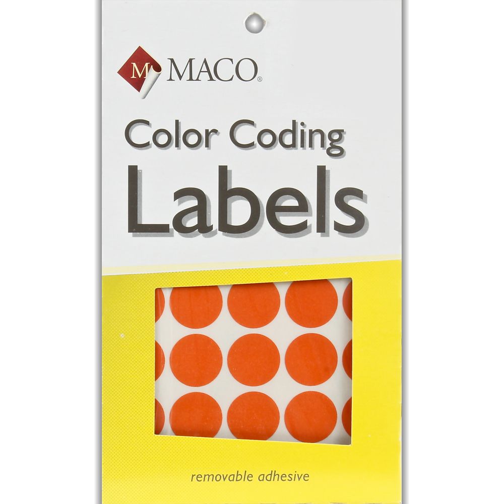 Maco Label Color Coding  3/4 in Diameter   Orange      MR1212-7