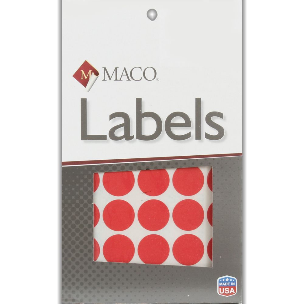 Maco Label Color Coding  3/4 in Diameter   Red        MR1212-8