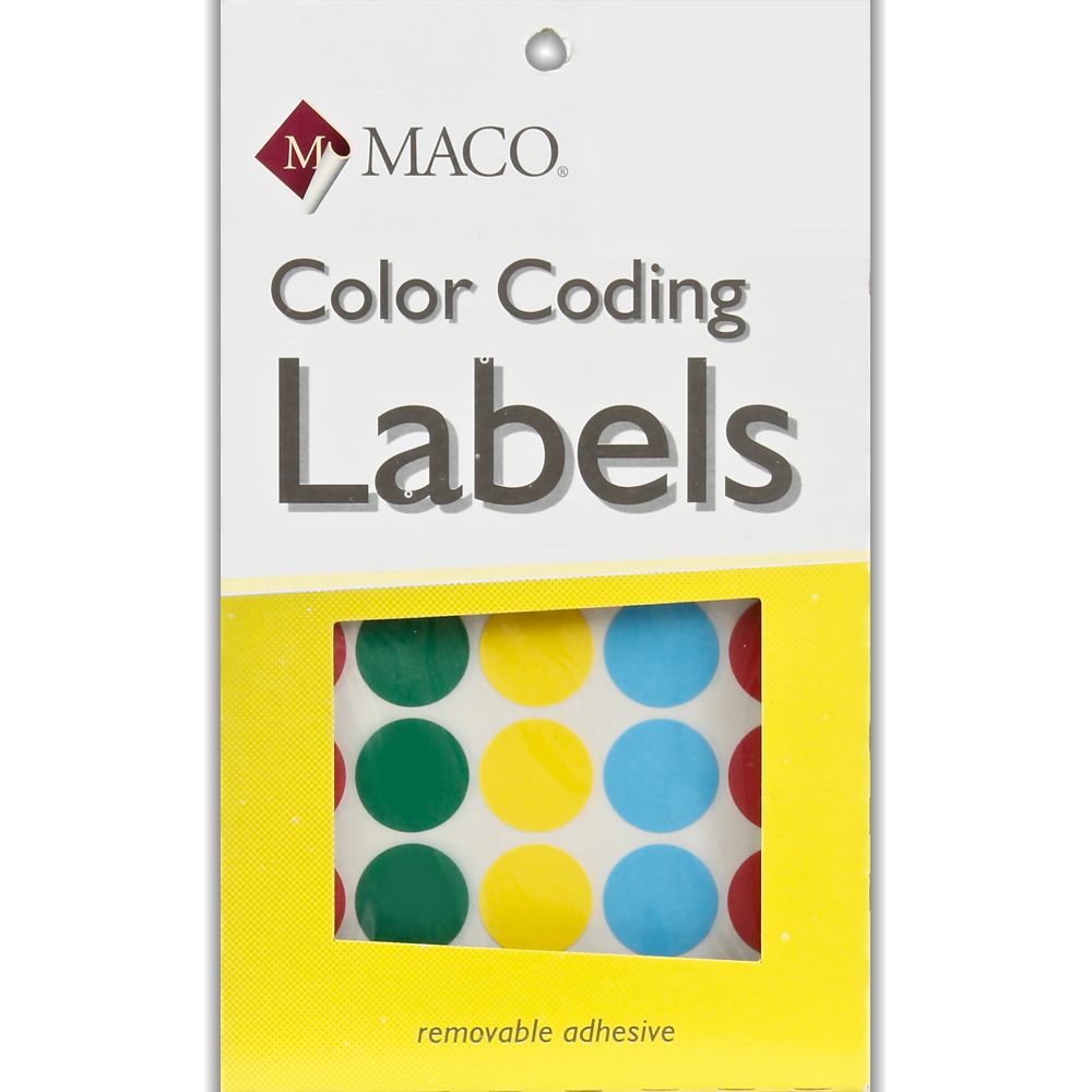 Maco Label Color Coding  3/4 in Diameter   Assorted Colours      MR1212A1