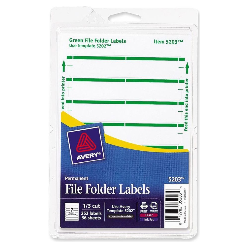 Avery Label File Folder  Print/Write  Green       5203