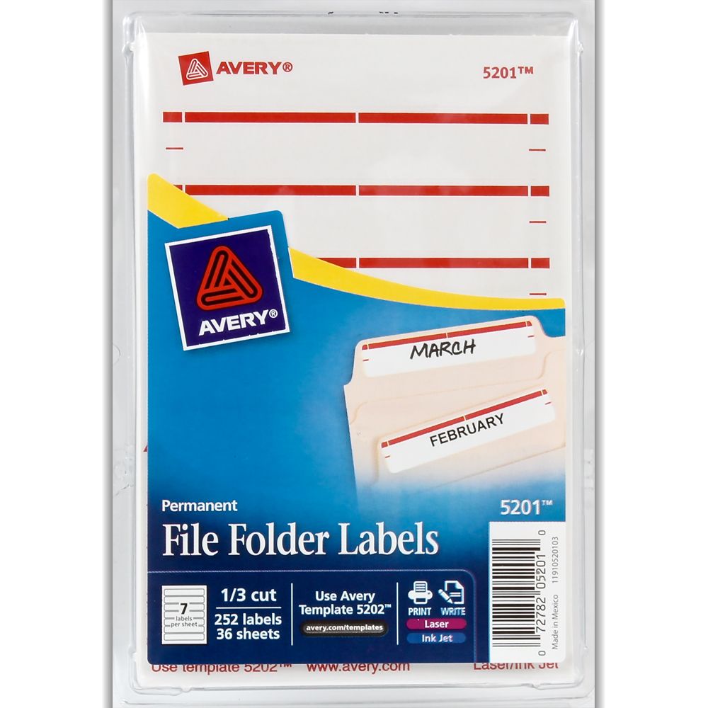 Avery Label File Folder  Print/Write  Red       5201