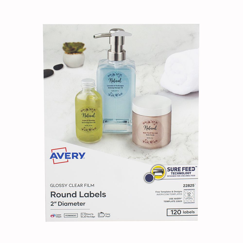 Avery Inkjet Label  2 inch Clear  Round Glossy   22825