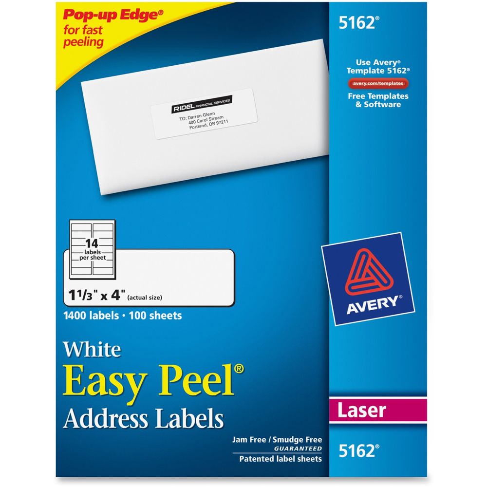 Avery Label Laser  1 1/3 in x 4 in    5162