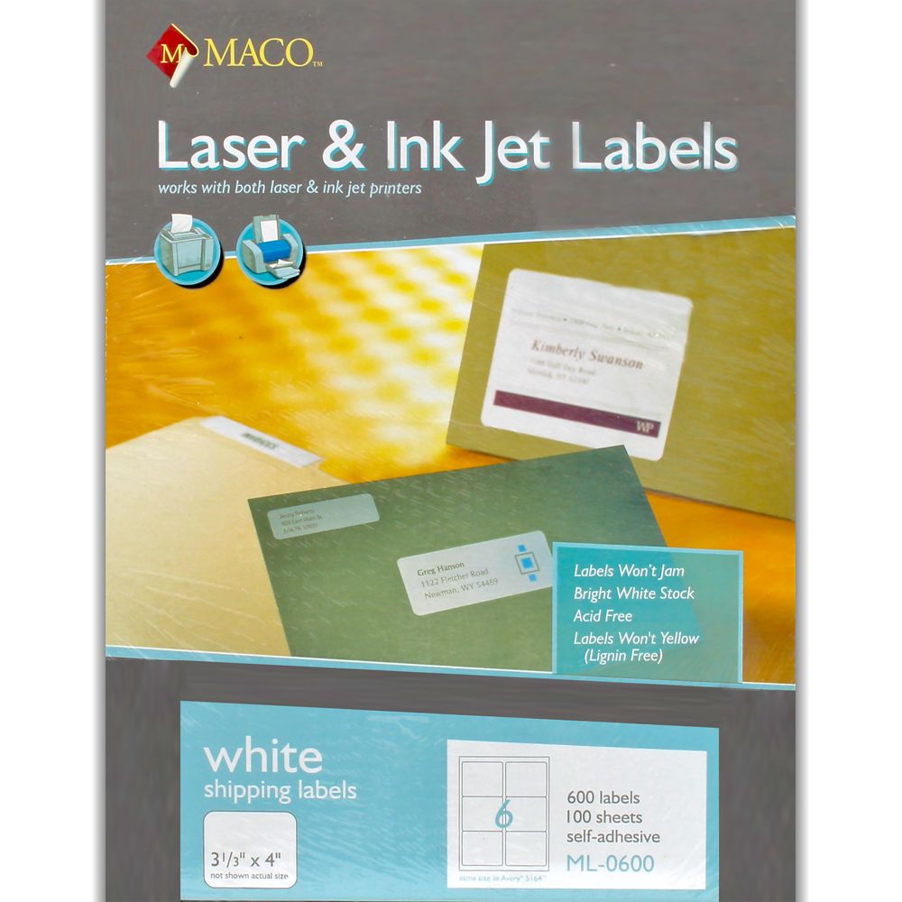 Maco Laser/Inkjet Label  3 1/3 in x 4 in       ML-0600
