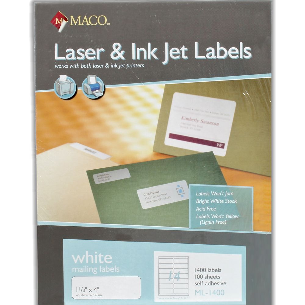 Maco Laser/Ink Jet Label  1 1/3 in x 4 in        ML-1400