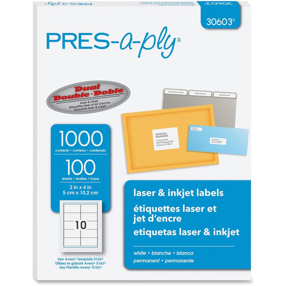 Avery Pres-a-ply Laser Label   2 in x 4 in     30603
