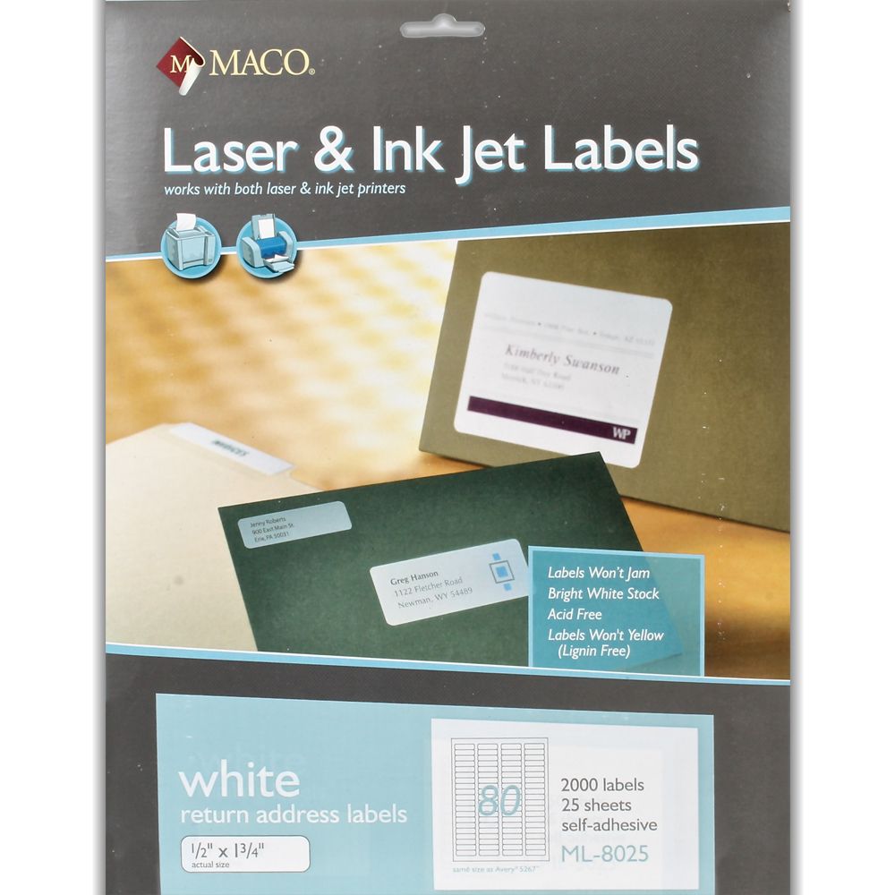 Maco Label  1/2 in x 1 3/4 in (Return Address)      ML-8025