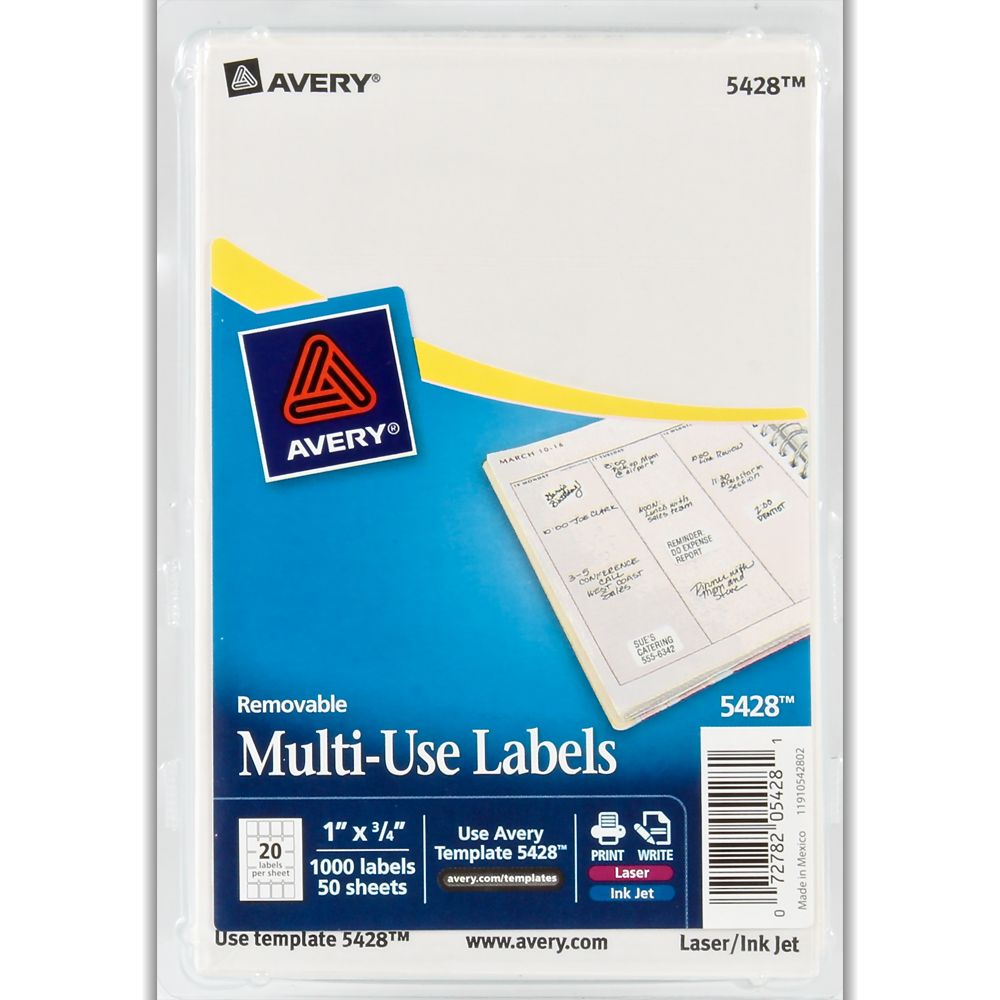 Avery Label Laser/Inkjet  1 inx 3/4 in  White  Multipurpose   5428