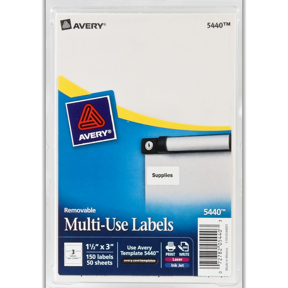 Avery Label White Print or Write  1 1/2 in x 3 in          5440
