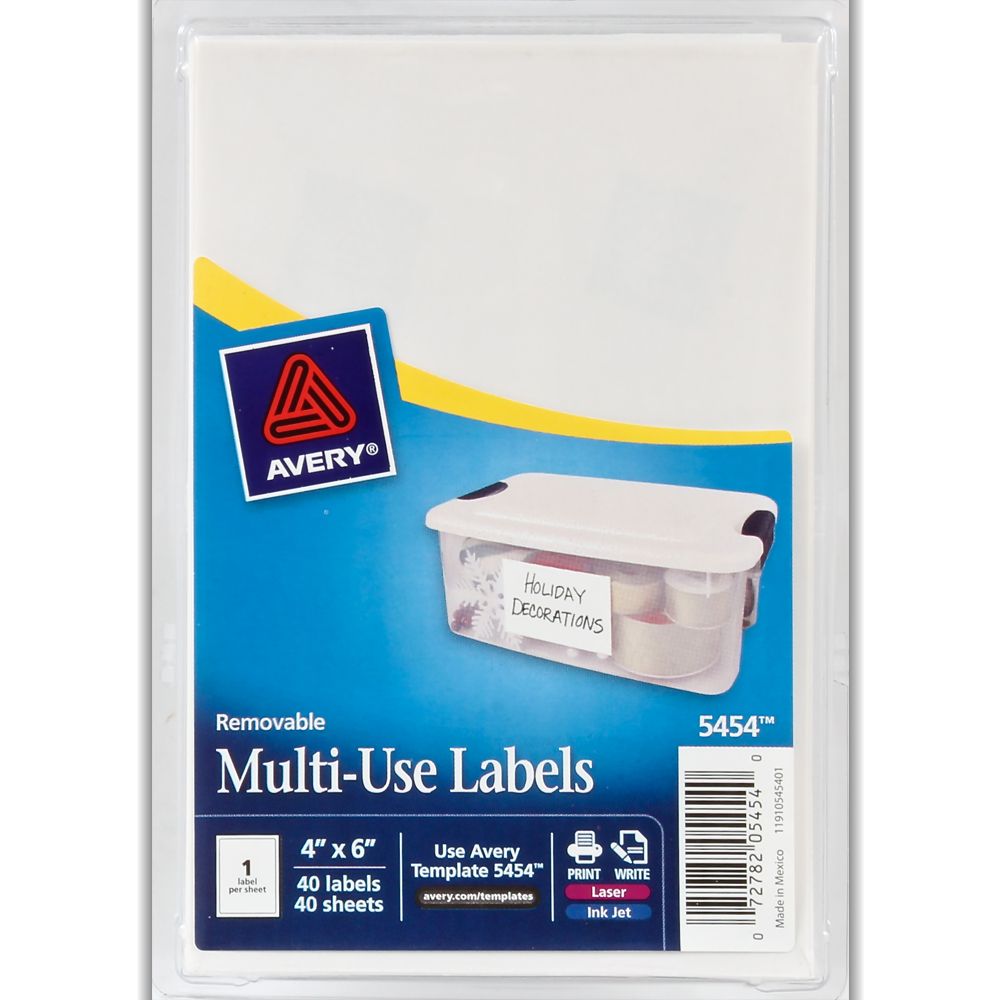 Avery Label Laser/Inkjet  White  Print/Write  4 in x 6 in     5454