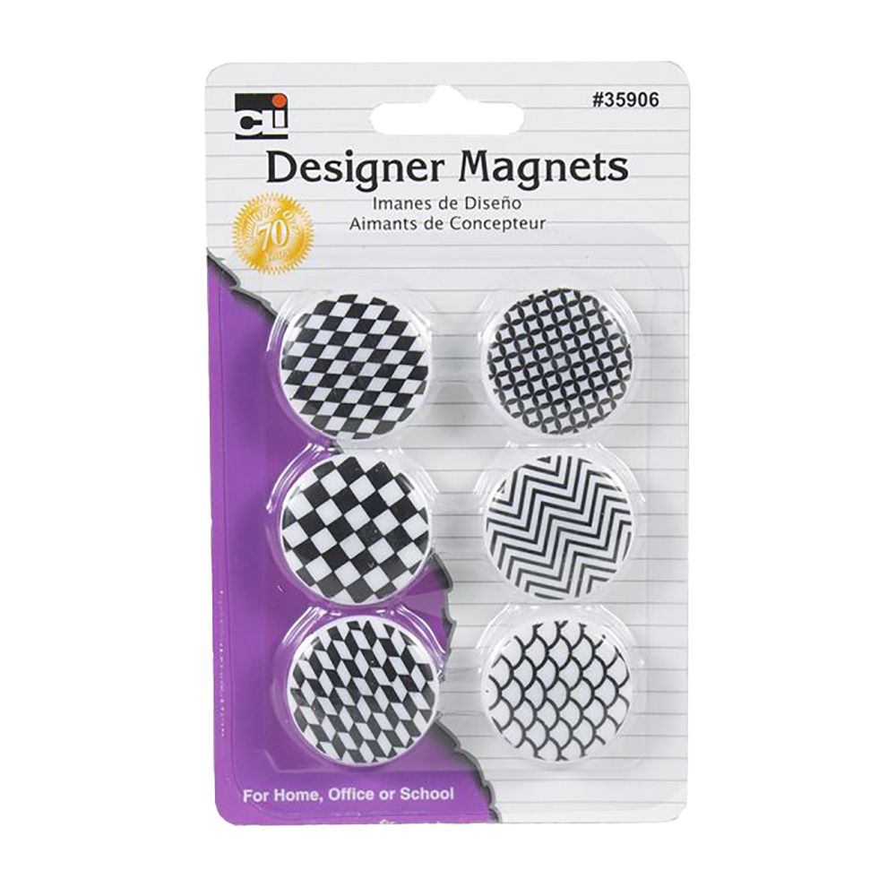 CLi Designer Round Magnets  Assorted set/6  35906