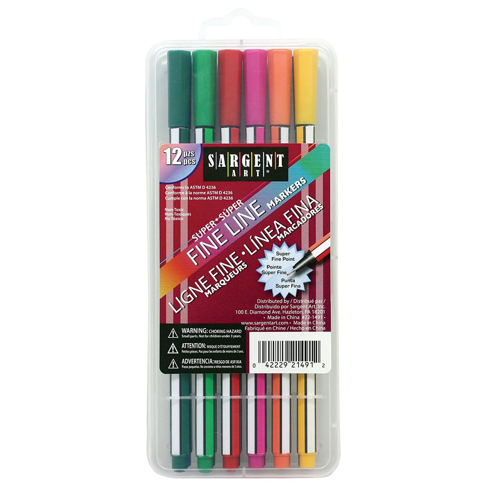 Sargent Art Super Fine Line Marker   12-pcs  221491