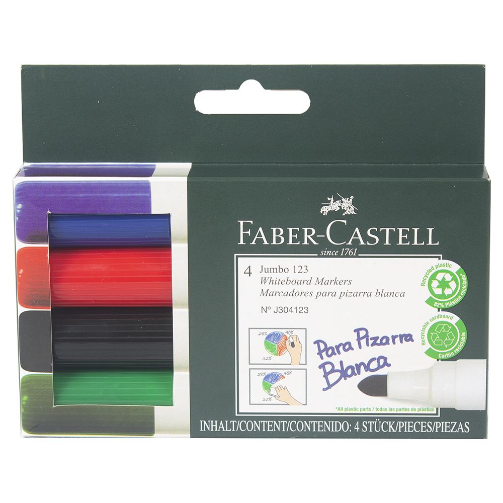Faber Castell 123 Jumbo Whiteboard Markers (set/4)   352305