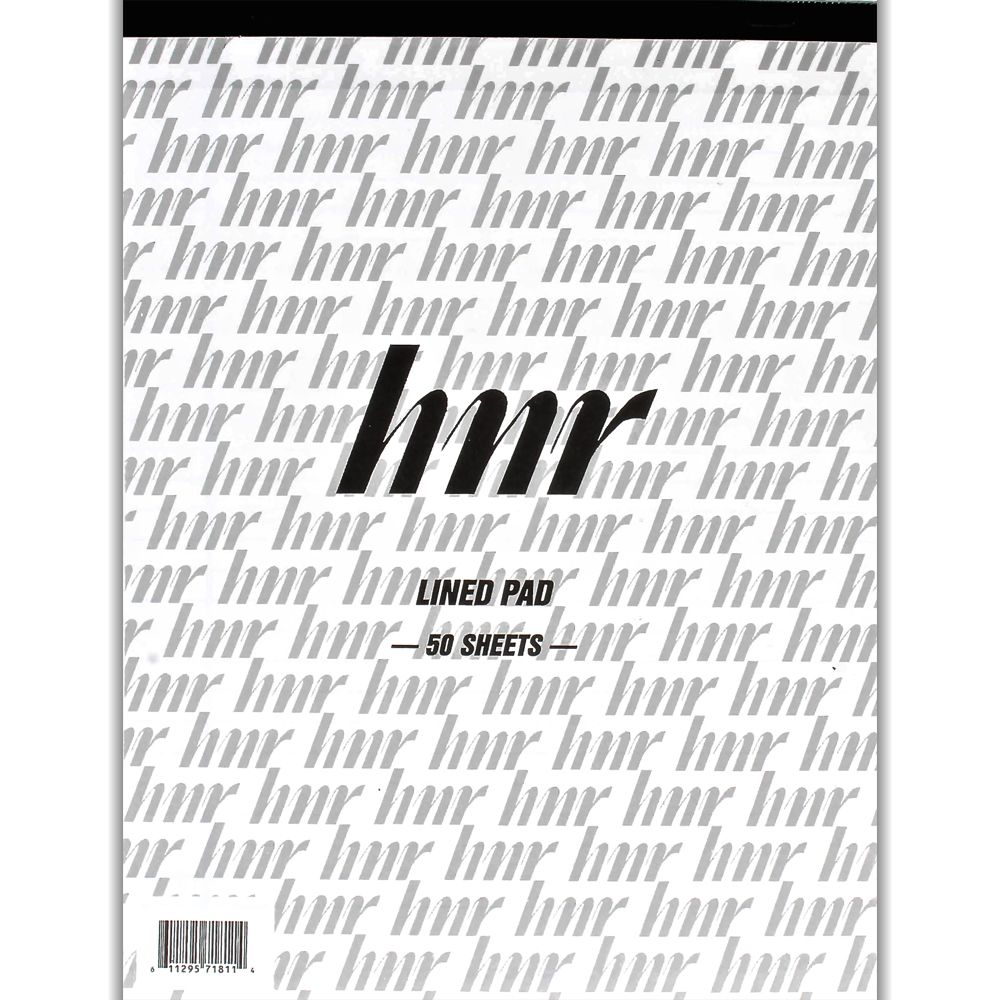 HNR Ruled Pad Letter Size  8 1/2 x 11 White  (50 sheets)