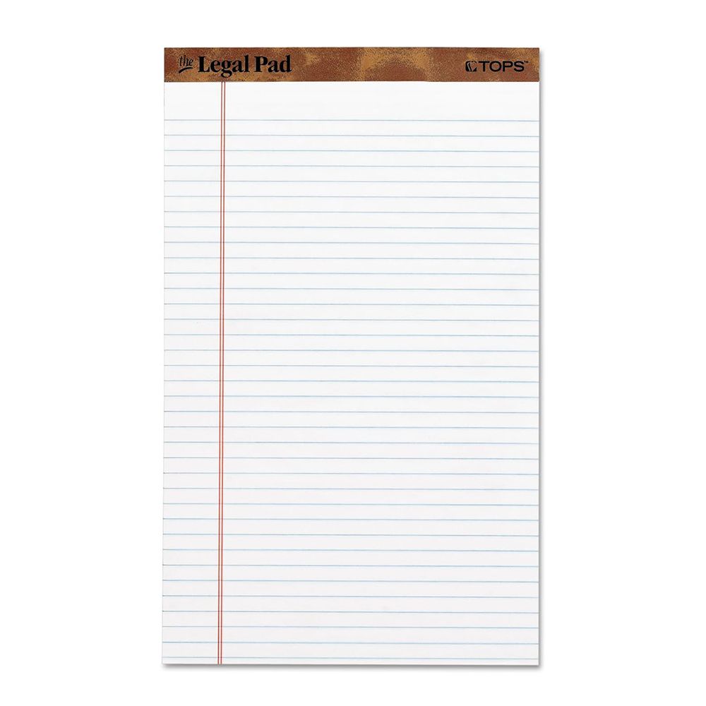 Tops Ruled Pad  8.5 x 14 Legal    White         7573 (50 sheets)
