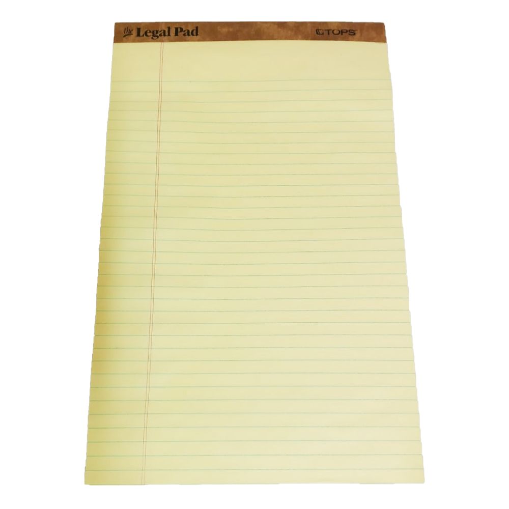 Tops Ruled Pad  8.5 x 14 Legal    Yellow         7572 (50 sheets)