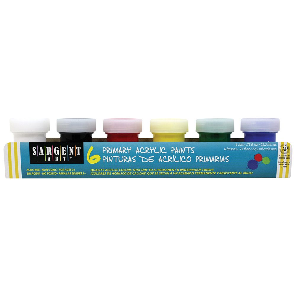Sargent Art Primary Acrylic Paint Set 6 tubs (22ml) 66-5420