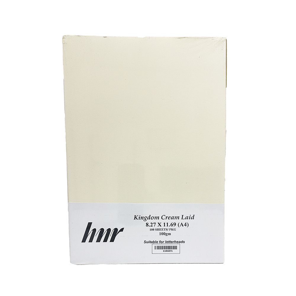 HNR Kingdom Laid Paper 8.27 x 11.69 (A4 Size) 100gsm Cream