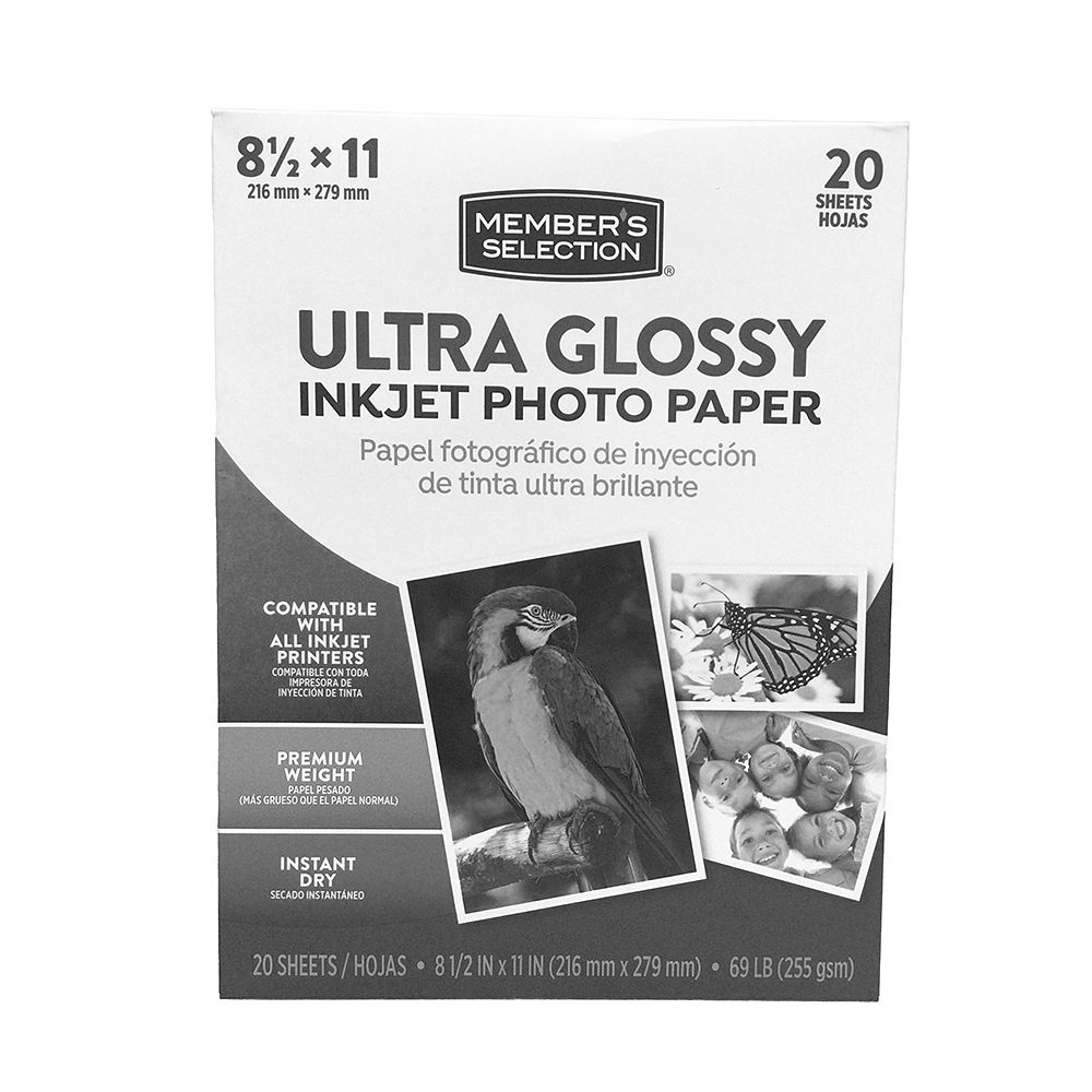 Members Selection Ultra Glossy InkJet Photo Paper Letter Size 255gm Pk/20shts