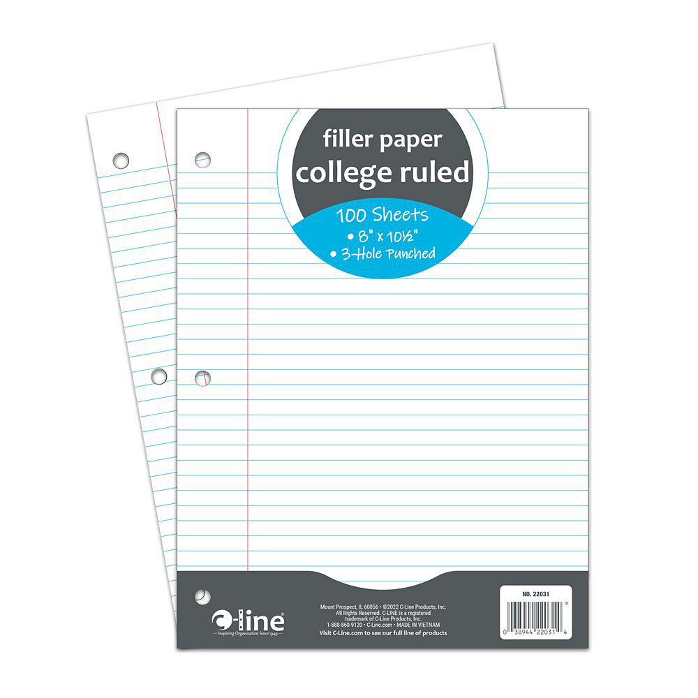 C-Line Paper Refill 10.5 x 8 ea-pk/100 College Ruled 22031